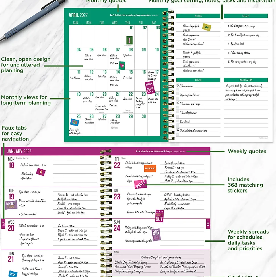 2026-2027, TF Publishing Spicy Cat Medium Weekly Monthly Planner, 8" x 6.5", July 2026 to June 2027