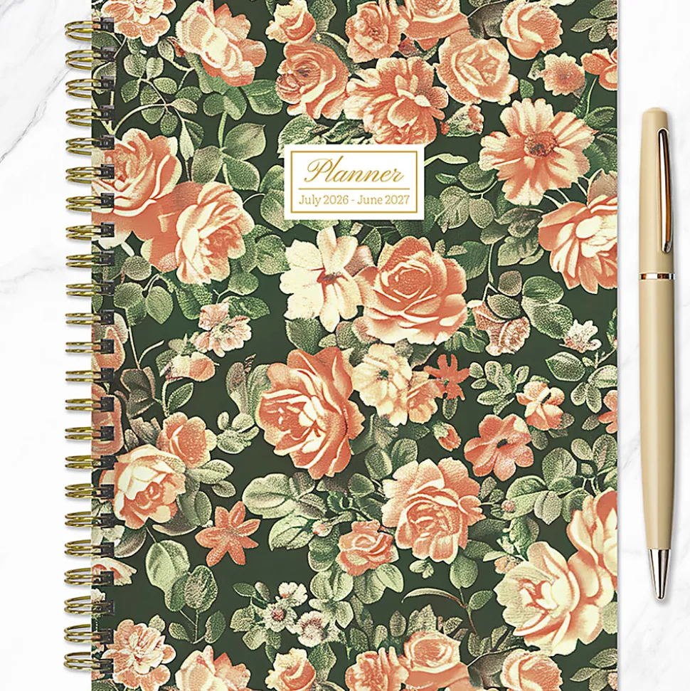 2026-2027, TF Publishing The Rose Garden Medium Weekly Monthly Planner, 8" x 6.5", July 2026 to June 2027