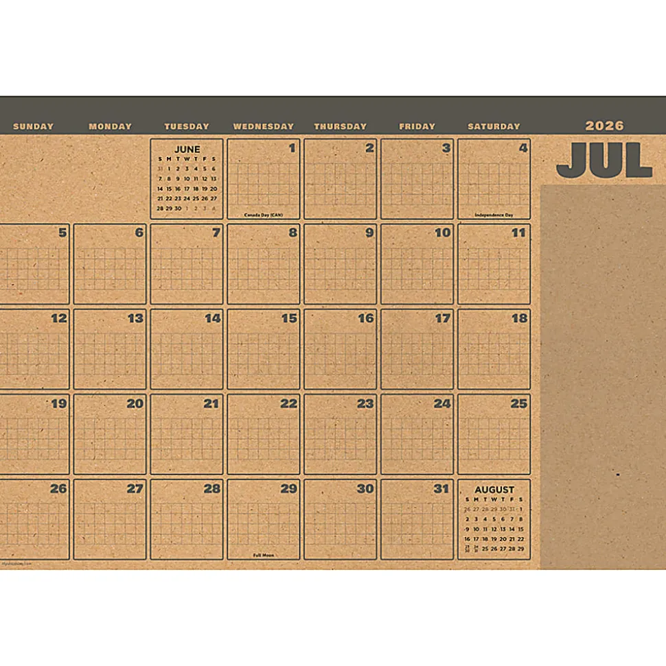 2026-2027, TF Publishing Trail + Timber Medium Desk Pad Monthly Blotter Calendar, 17" x 12", July 2026 to June 2027