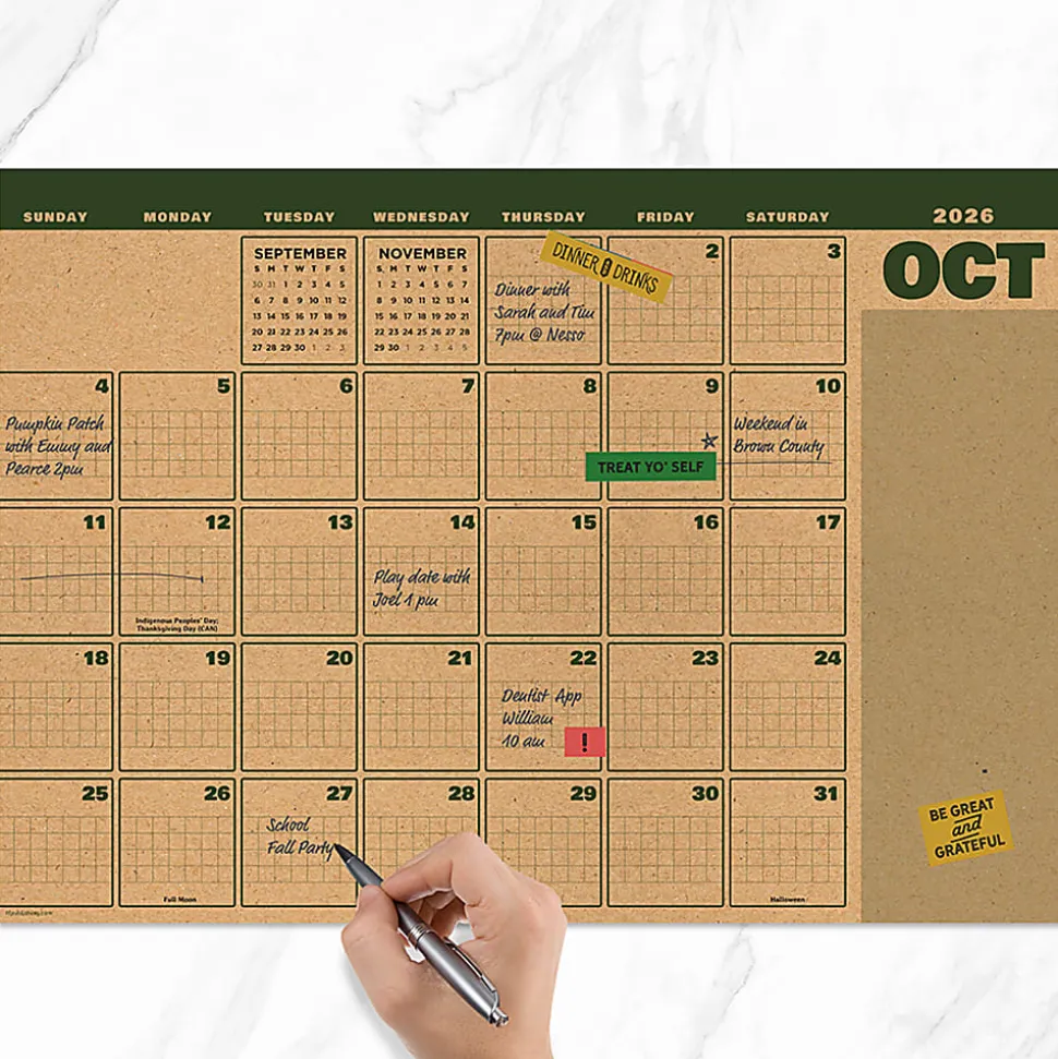 2026-2027, TF Publishing Trail + Timber Medium Desk Pad Monthly Blotter Calendar, 17" x 12", July 2026 to June 2027