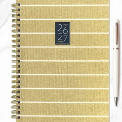 2026-2027, TF Publishing  Yellow Linen Medium Weekly Monthly Planner, 8" x 6.5", July 2026 to June 2027
