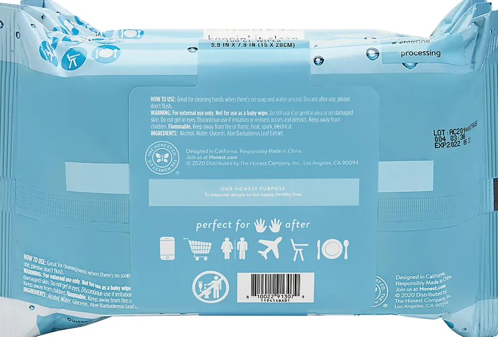 The Honest Company Sanitizing Wipes, 2 oz, Pack Of 3