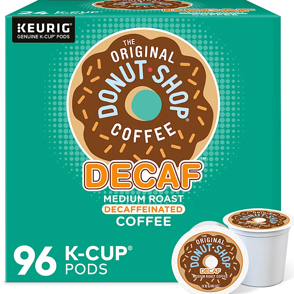 The Original Donut Shop Decaf Keurig Single-Serve K-Cup Pods, Medium Roast, 24 Pods Per Pack, Case Of 4 Packs