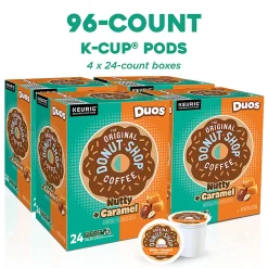 The Original Donut Shop Duos Nutty + Caramel Keurig Single-Serve K-Cup Pods, Medium Roast, 24 Pods Per Pack, Case Of 4 Packs
