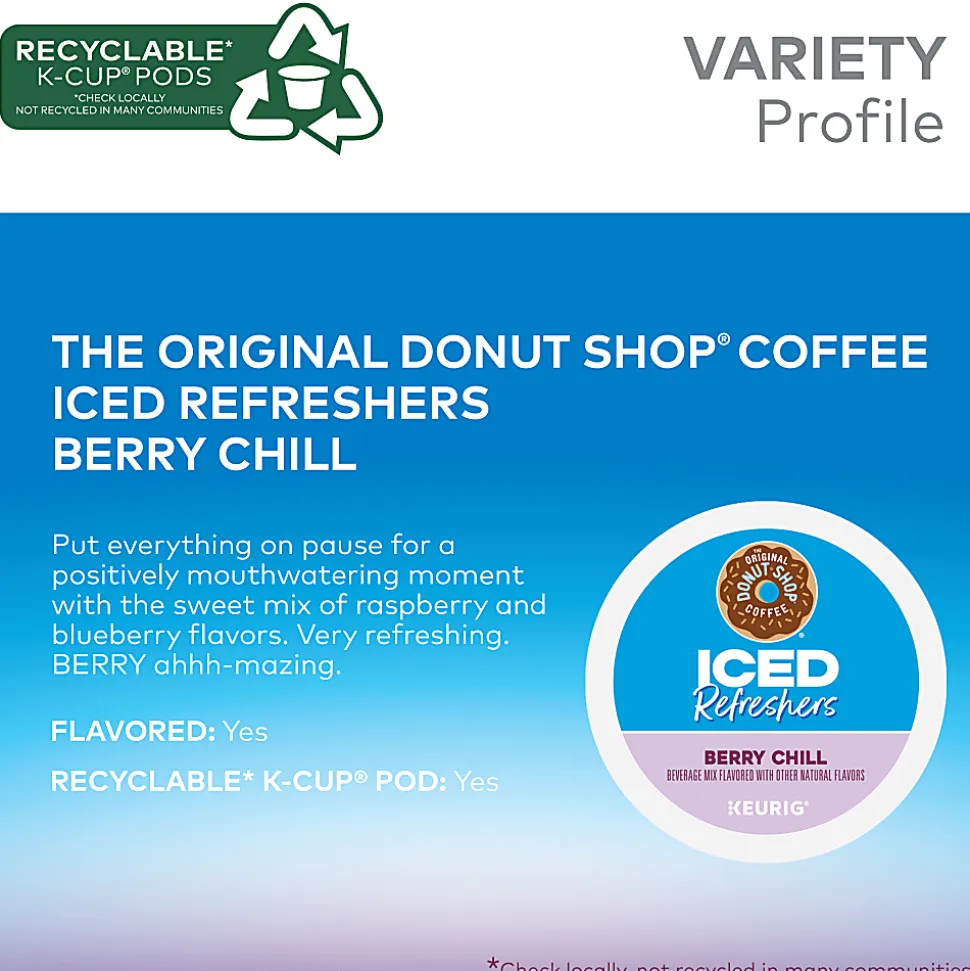 The Original Donut Shop Iced Refresher Keurig Single Serve K-Cup® Pods, 12.6 Oz, Berry Chill, Box Of 20 Pods