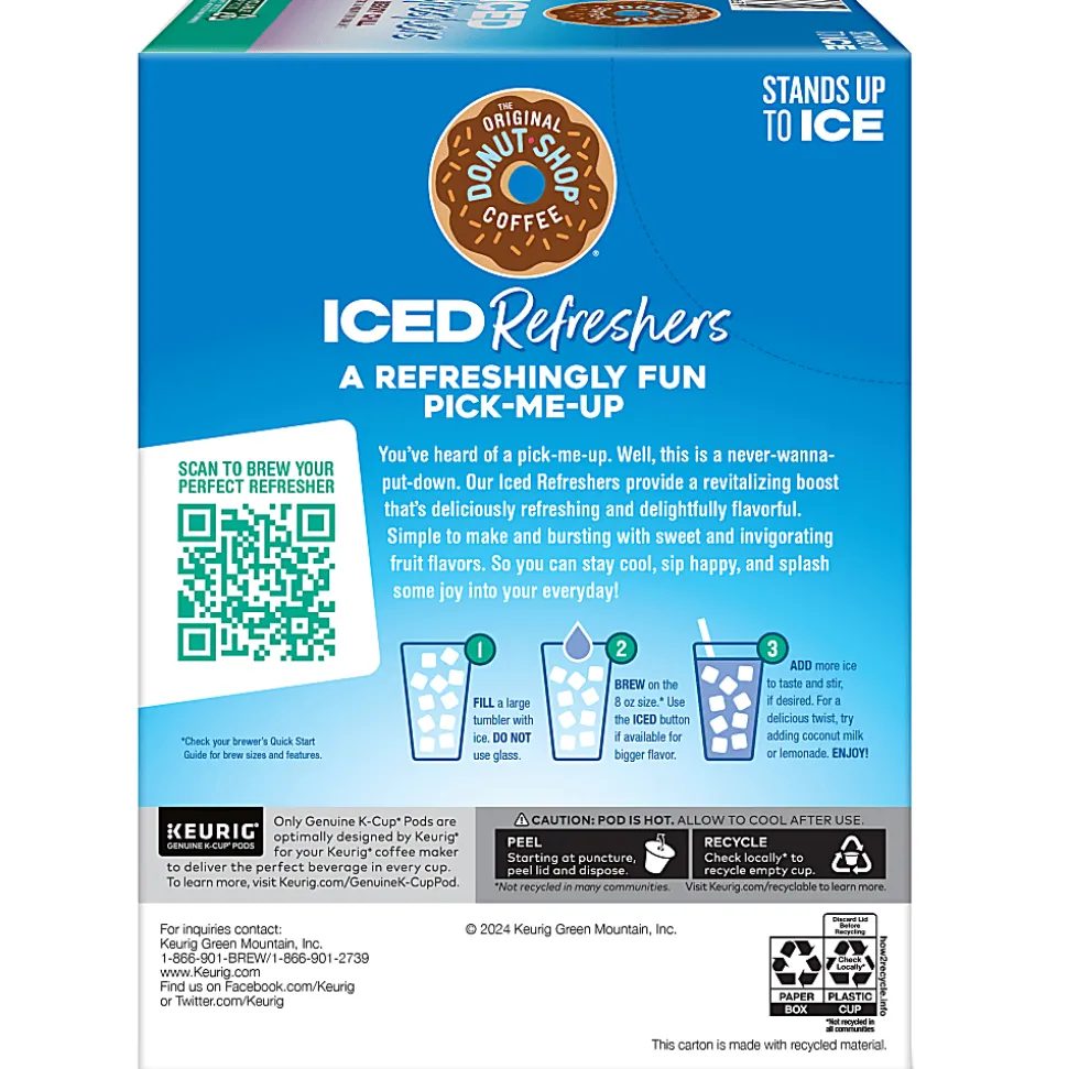 The Original Donut Shop Iced Refresher Keurig Single Serve K-Cup® Pods, 12.6 Oz, Berry Chill, Box Of 20 Pods