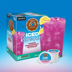 The Original Donut Shop Iced Refreshers Keurig Single Serve K-Cup Pods, Mango Dragonfruit Lemonade, 20 Pods Per Pack, Case Of 4 Packs