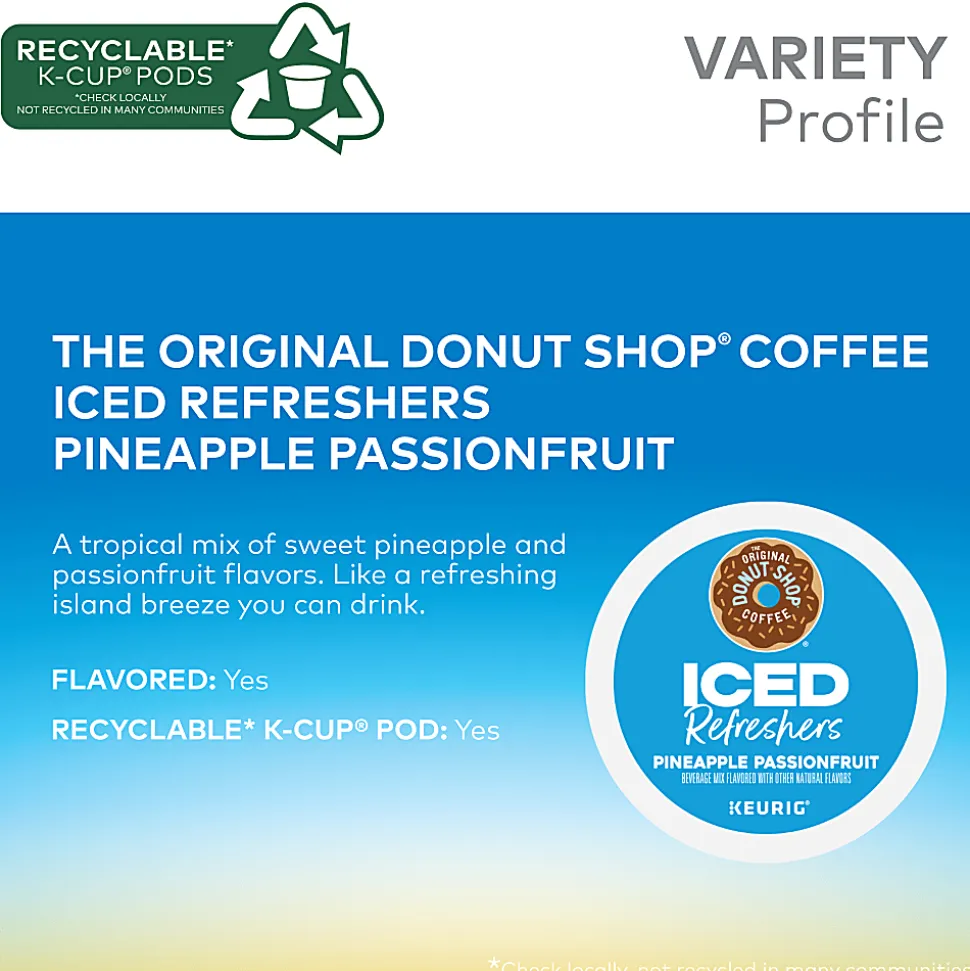 The Original Donut Shop Iced Refreshers, Pineapple Passionfruit Flavor, Box of 20 K-Cup® Pods