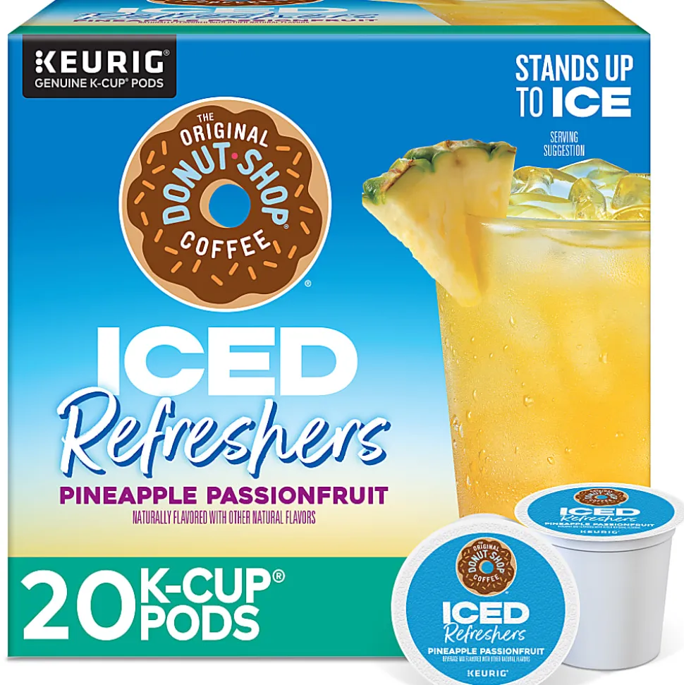 The Original Donut Shop Iced Refreshers, Pineapple Passionfruit Flavor, Box of 20 K-Cup® Pods