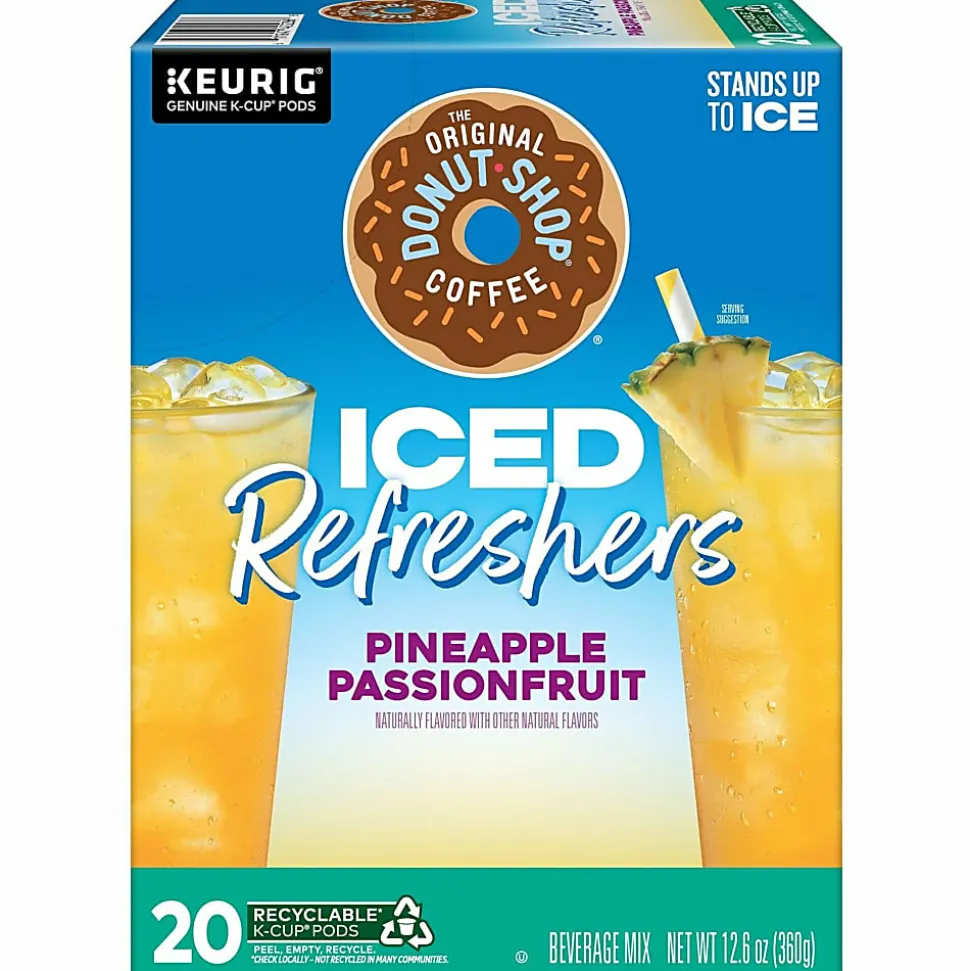 The Original Donut Shop Iced Refreshers, Pineapple Passionfruit Flavor, Box of 20 K-Cup® Pods
