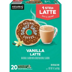 The Original Donut Shop One Step Vanilla Latte Keurig Single-Serve Coffee K-Cup Pods, 20 Pods Per Pack, Case Of 4 Packs