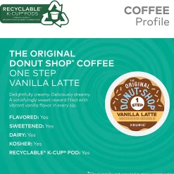 The Original Donut Shop One Step Vanilla Latte Keurig Single-Serve Coffee K-Cup Pods, 20 Pods Per Pack, Case Of 4 Packs