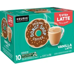 The Original Donut Shop Vanilla Latte Single Serve Coffee K-Cup Pods, Pack Of 10 Pods