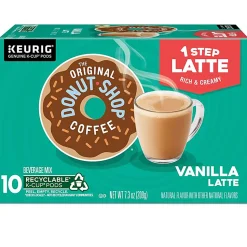 The Original Donut Shop Vanilla Latte Single Serve Coffee K-Cup Pods, Pack Of 10 Pods