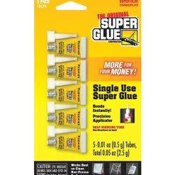 The Original Super Glue Instant Adhesive Mini Tubes  0.02 oz  5 / Pack