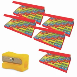 The Pencil Grip Eisen Pencil Sharpeners, 1 Hole, Assorted Colors, 25 Sharpeners Per Pack, Set Of 5 Packs
