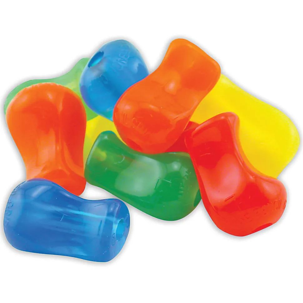 The Pencil Grip™ Finger Fitted Pencil Grips, 1 1/2", Assorted Neon Colors, Pack Of 12