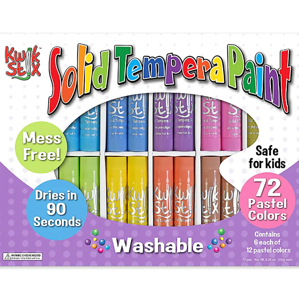 The Pencil Grip Kwik Stix Tempera Paint Sticks, Pastel Colors, Pack Of 72 Sticks