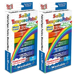 The Pencil Grip Kwik Stix Tempera Paint Sticks, Rainbow Colors, 10 Sticks Per Pack, Set Of 2 Packs