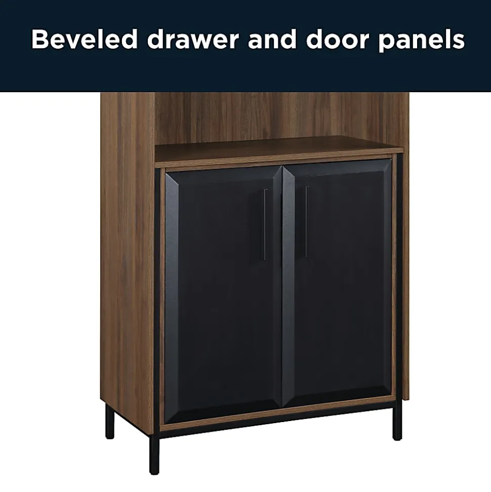 Thomasville® Alderbrook 60"H 3-Shelf Bookcase With Storage, Walnut/Matte Black