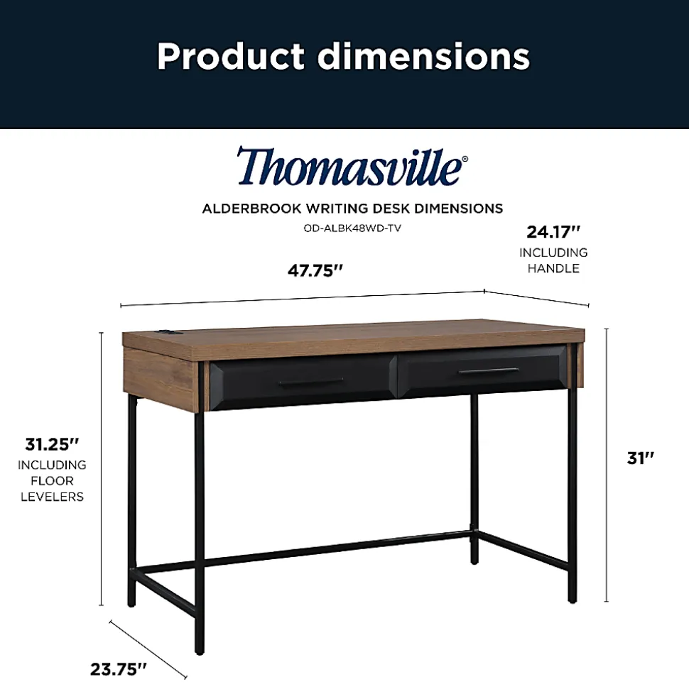 Thomasville Alderbrook 48"W Writing Desk, Walnut/Matte Black