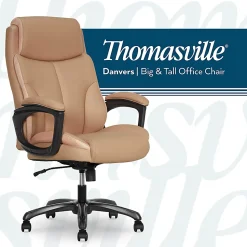 Thomasville® Danvers Ergonomic High-Back Faux Leather Big & Tall Executive Office Chair, Tan