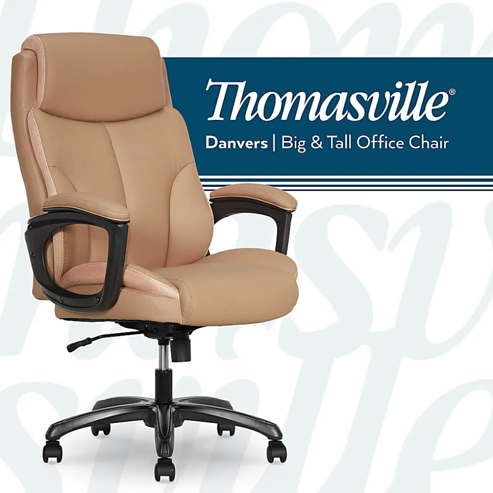Thomasville® Danvers Ergonomic High-Back Faux Leather Big & Tall Executive Office Chair, Tan