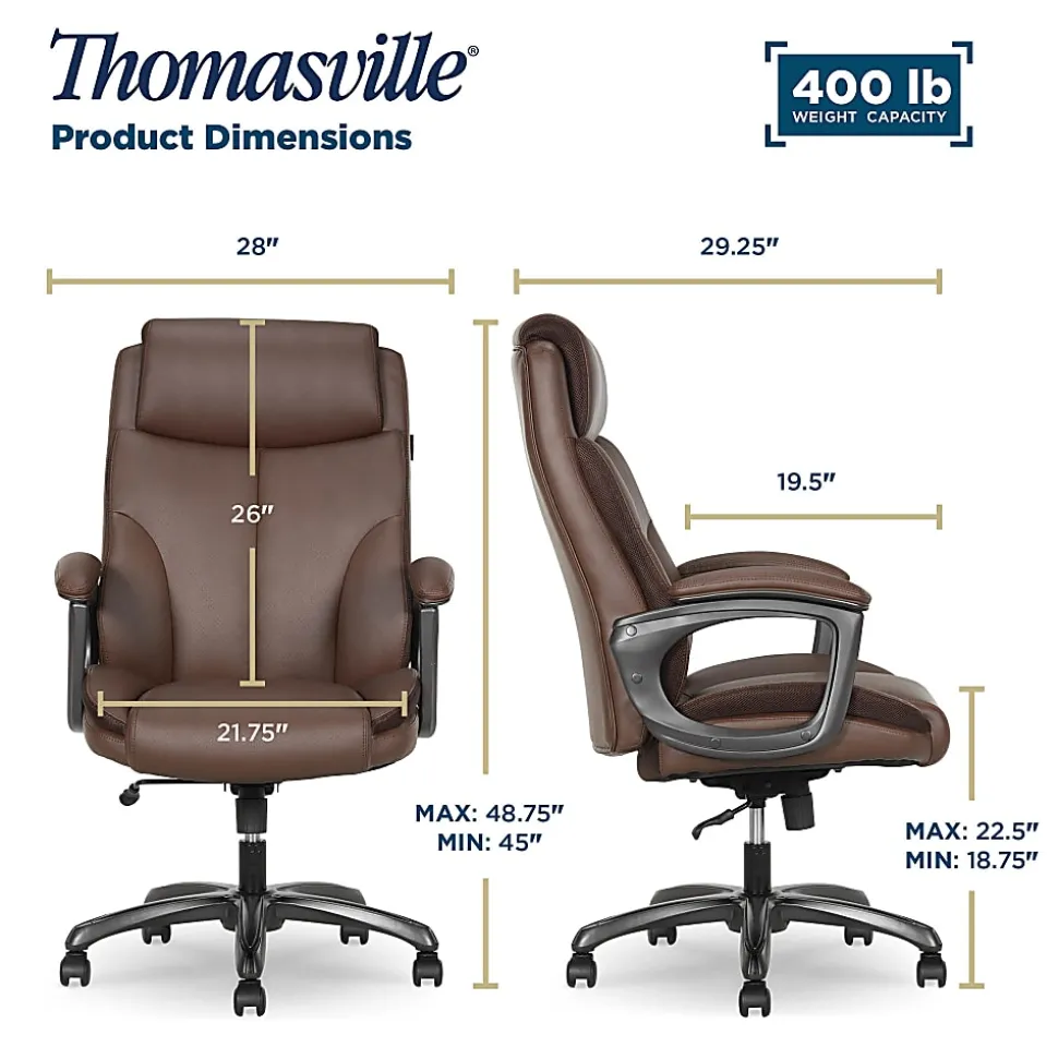Thomasville® Danvers Ergonomic High-Back Faux Leather Big & Tall Executive Office Chair, Dark Brown