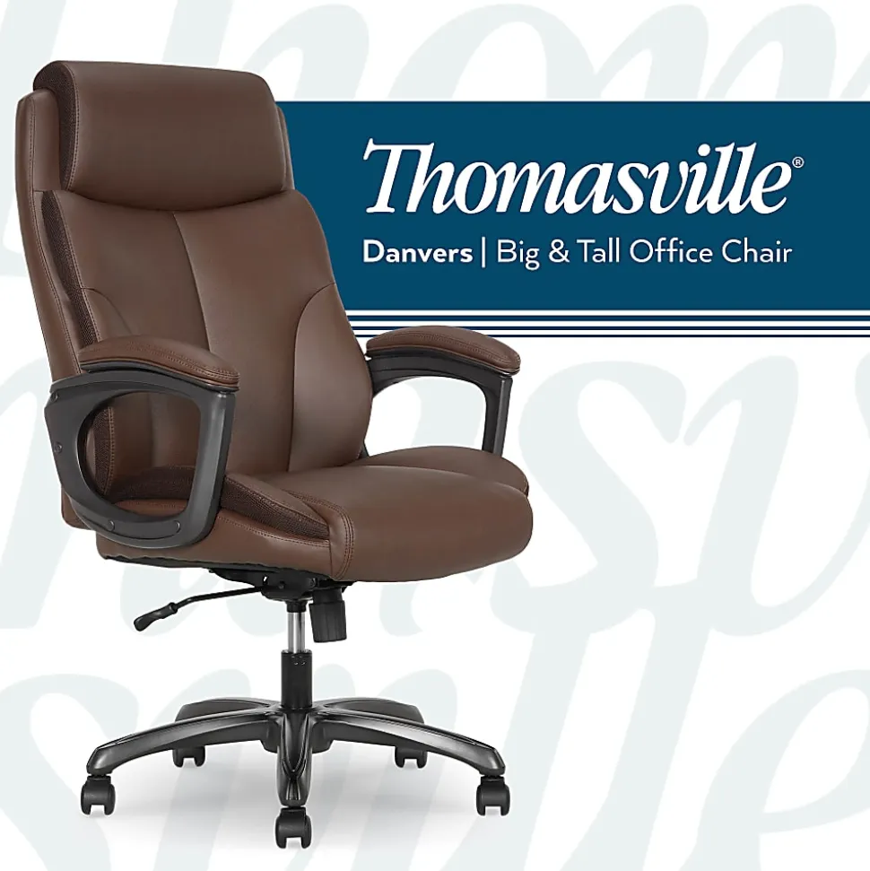 Thomasville® Danvers Ergonomic High-Back Faux Leather Big & Tall Executive Office Chair, Dark Brown
