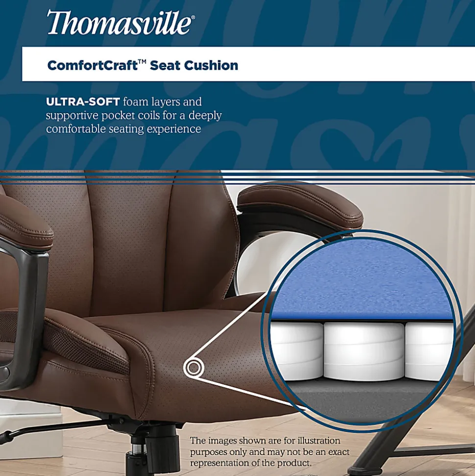 Thomasville® Danvers Ergonomic High-Back Faux Leather Big & Tall Executive Office Chair, Dark Brown