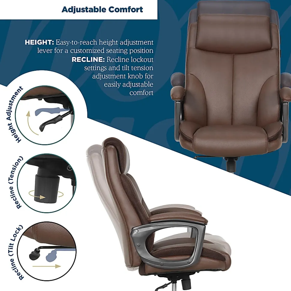 Thomasville® Danvers Ergonomic High-Back Faux Leather Big & Tall Executive Office Chair, Dark Brown