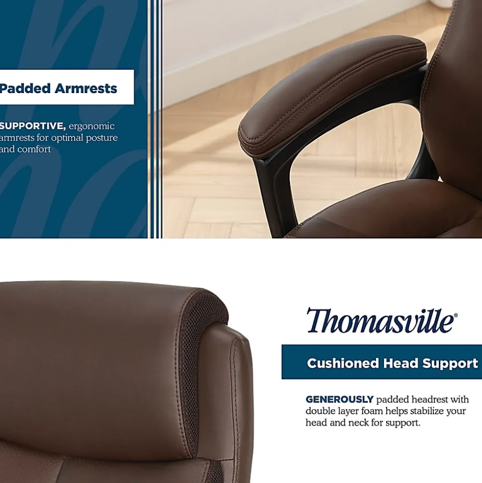 Thomasville® Danvers Ergonomic High-Back Faux Leather Big & Tall Executive Office Chair, Dark Brown