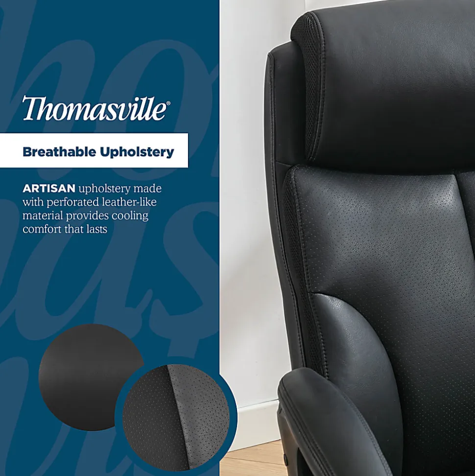 Thomasville® Danvers Ergonomic High-Back Faux Leather Big & Tall Executive Office Chair, Black