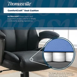 Thomasville® Danvers Ergonomic High-Back Faux Leather Big & Tall Executive Office Chair, Black