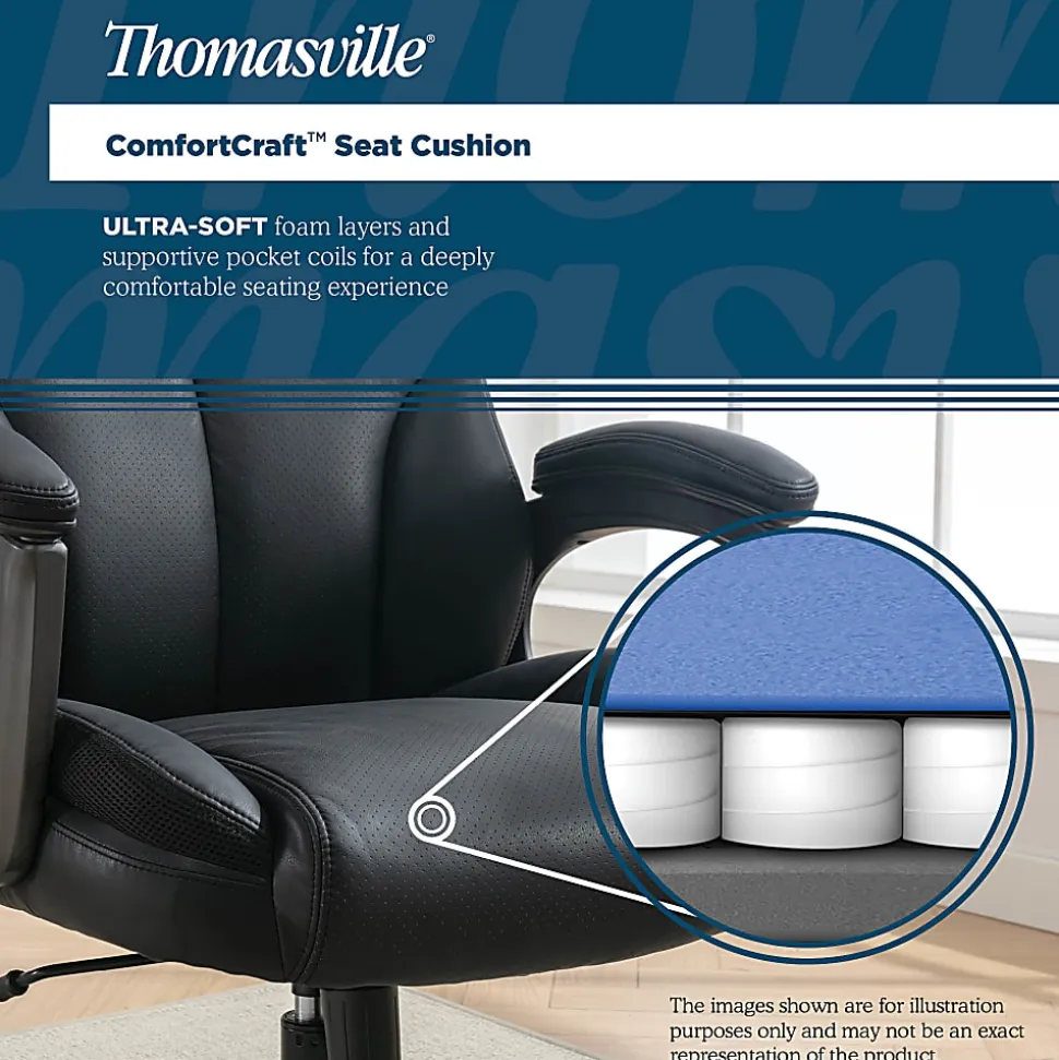 Thomasville® Danvers Ergonomic High-Back Faux Leather Big & Tall Executive Office Chair, Black
