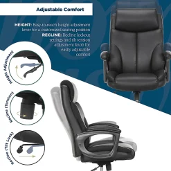 Thomasville® Danvers Ergonomic High-Back Faux Leather Big & Tall Executive Office Chair, Black