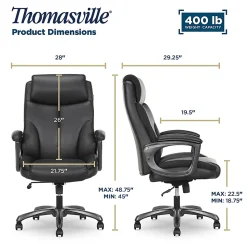 Thomasville® Danvers Ergonomic High-Back Faux Leather Big & Tall Executive Office Chair, Black