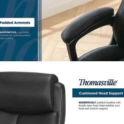 Thomasville® Danvers Ergonomic High-Back Faux Leather Big & Tall Executive Office Chair, Black