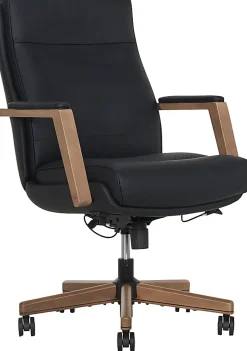Thomasville® Fendley Ergonomic Vegan Leather Mid-Back Office Chair, Black/Brown