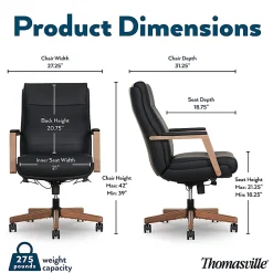 Thomasville® Fendley Ergonomic Vegan Leather Mid-Back Office Chair, Black/Brown