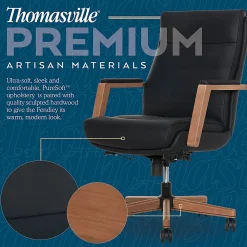 Thomasville® Fendley Ergonomic Vegan Leather Mid-Back Office Chair, Black/Brown