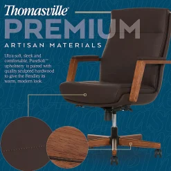 Thomasville Fendley Ergonomic Faux Leather Mid-Back Office Chair, Dark Brown
