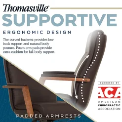 Thomasville Fendley Ergonomic Faux Leather Mid-Back Office Chair, Dark Brown