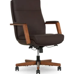 Thomasville Fendley Ergonomic Faux Leather Mid-Back Office Chair, Dark Brown