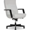 Thomasville Fendley Ergonomic Faux Leather Mid-Back Office Chair, Off-White
