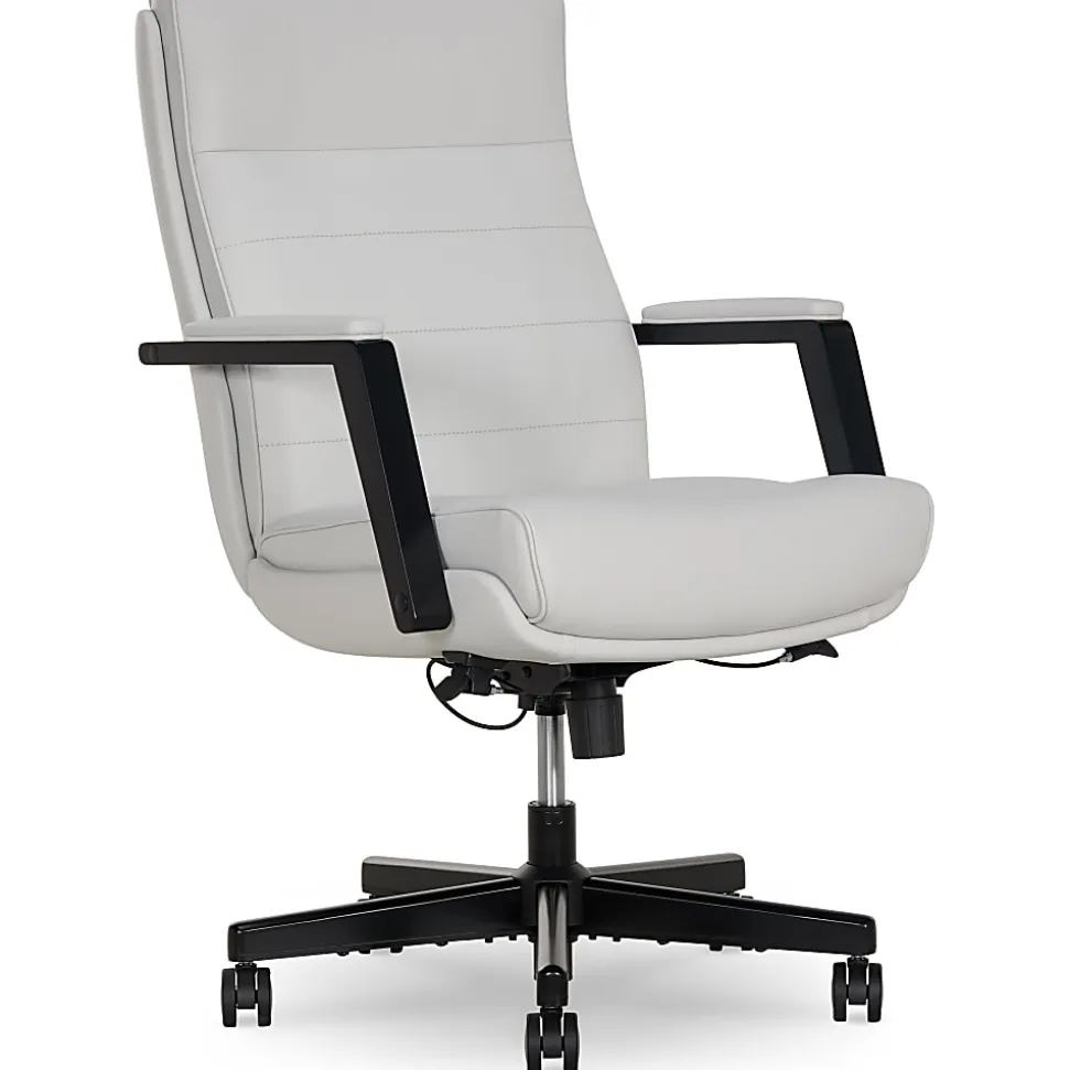 Thomasville Fendley Ergonomic Faux Leather Mid-Back Office Chair, Off-White