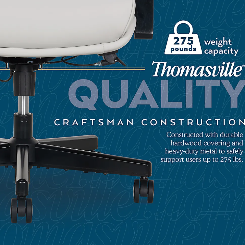 Thomasville Fendley Ergonomic Faux Leather Mid-Back Office Chair, Off-White