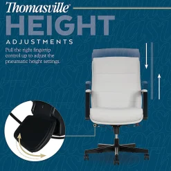 Thomasville Fendley Ergonomic Faux Leather Mid-Back Office Chair, Off-White