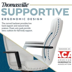 Thomasville Fendley Ergonomic Faux Leather Mid-Back Office Chair, Off-White