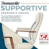 Thomasville Fendley Ergonomic Faux Leather Mid-Back Office Chair, Cream
